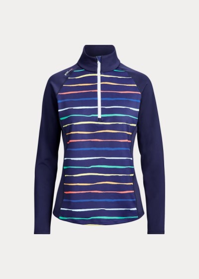 Pullover Ralph Lauren Mujer Azul Marino Rayas - Half-Zip Golf - AVZYR1645